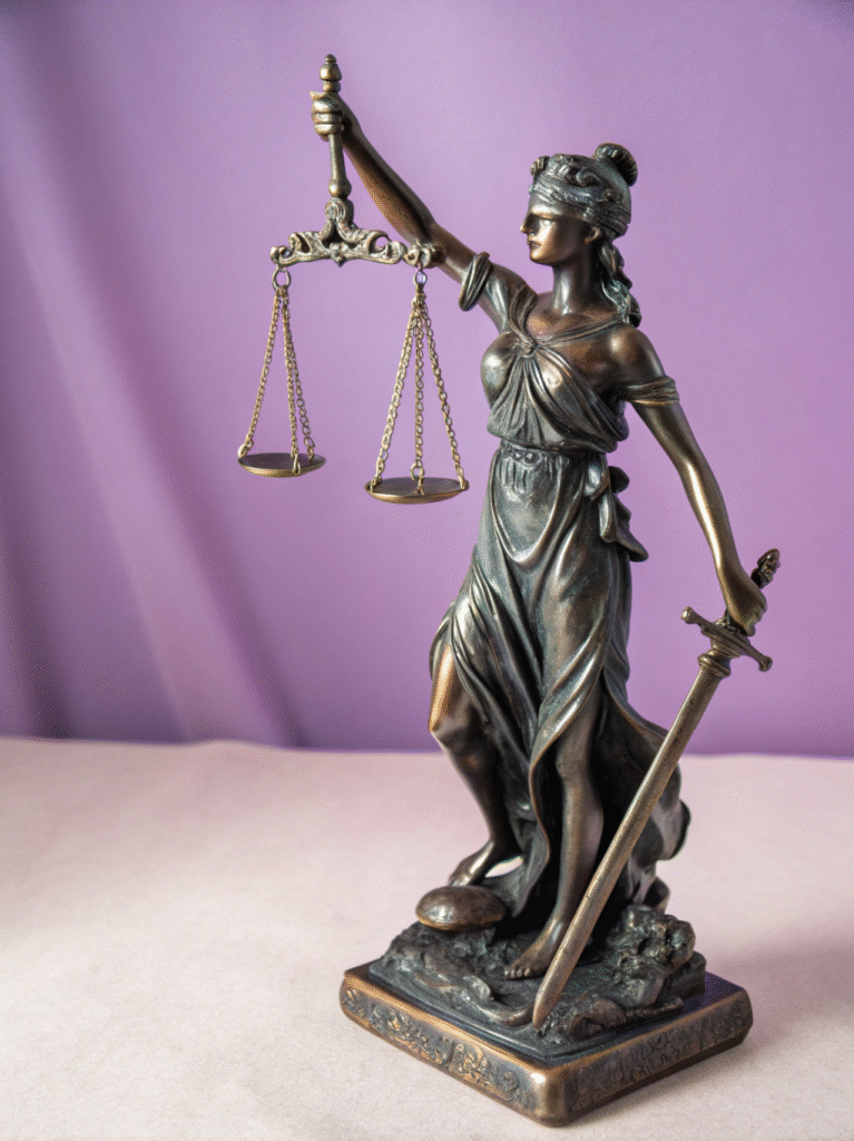 justice statue lilac photostudio background (1)