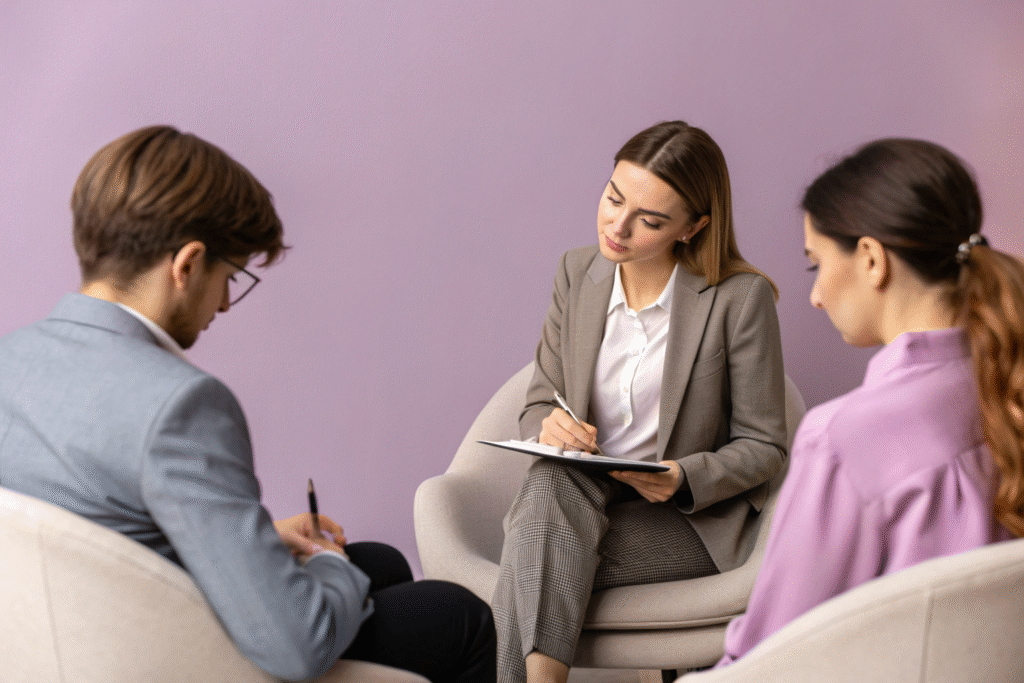 people in mediation meeting neutral setting beau