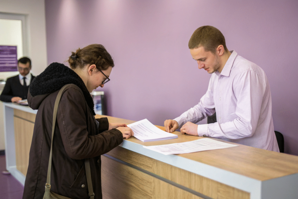 person submitting legal documents at service count